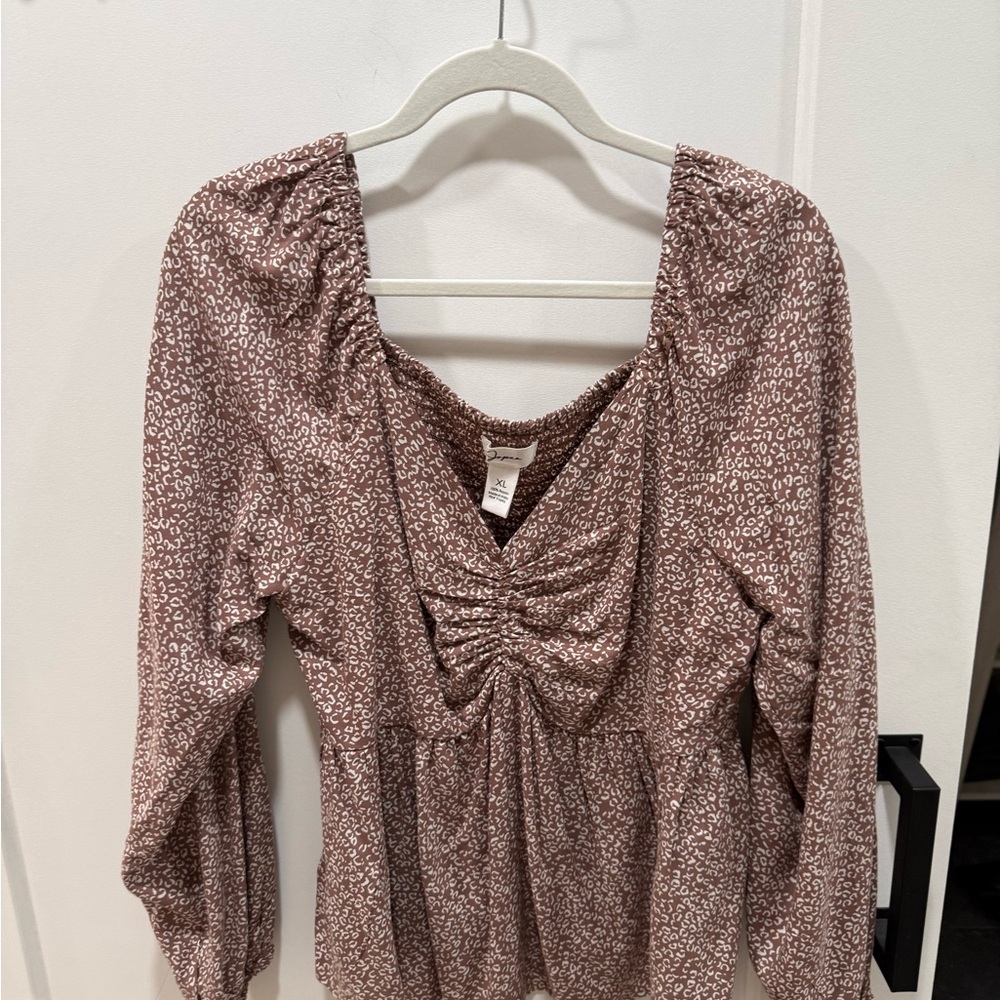 Marshalls Ruched Blouse in Brown Pattern